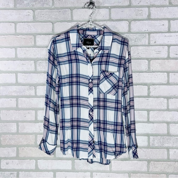 Rails Hunter Pink and Blue  Plaid Button Down Long Sleeve Shirt Size XS - Picture 1 of 8